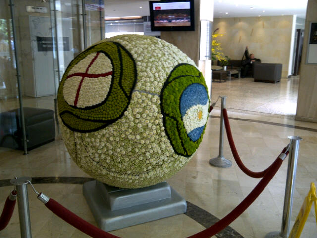 The welcome for England U20s at the hotel in Medellin.